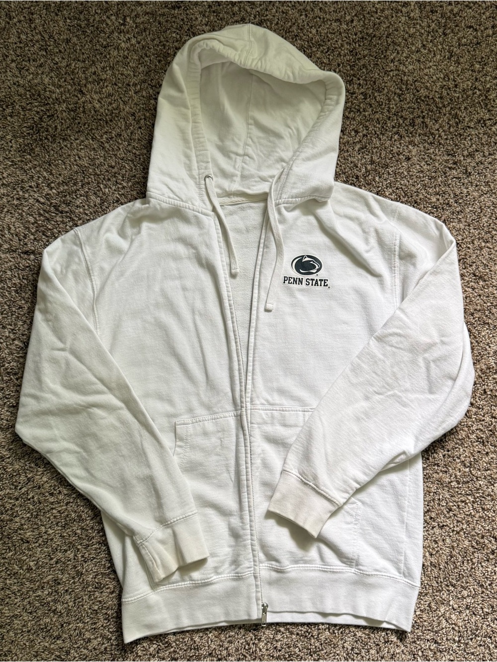Penn State White Zip-Up Hoodie with Logo